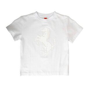 Scuderia Ferrari Boys White Organic Cotton "Horse" Crewneck Short Sleeve T-Shirt